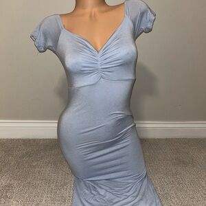 Elegant Off Shoulder Blue Women's Dress